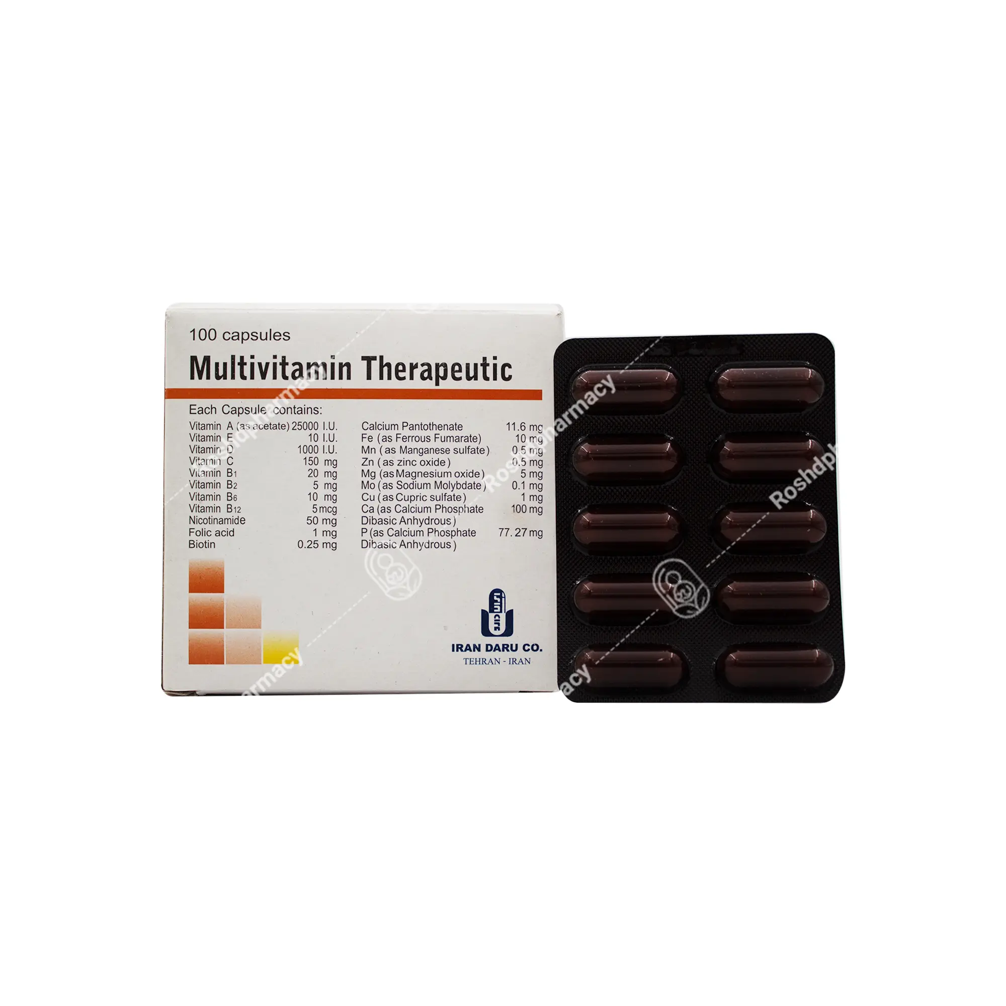 کپسول مولتی ویتامین تراپوتیک 100 عددی ایران دارو