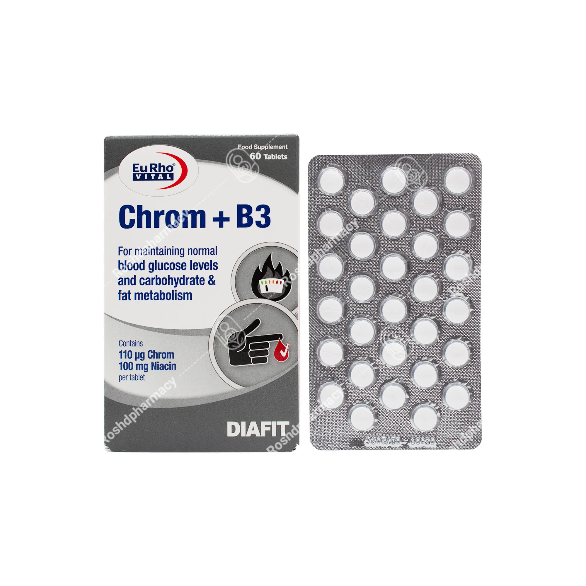 قرص کروم و ویتامین B3 یوروویتال 60 عدد