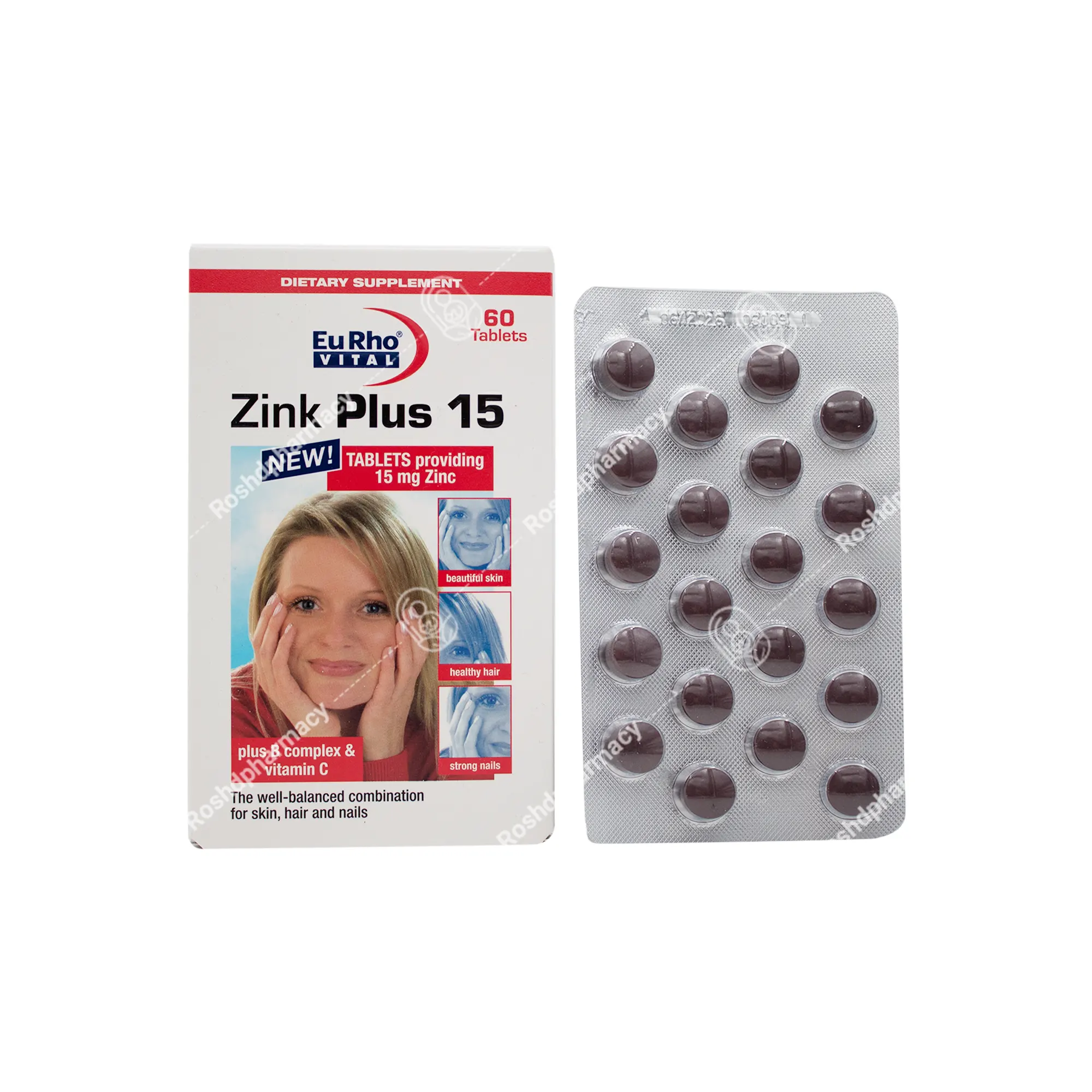 قرص زینک پلاس یوروویتال ۱۵ میلی گرمی یوروویتال