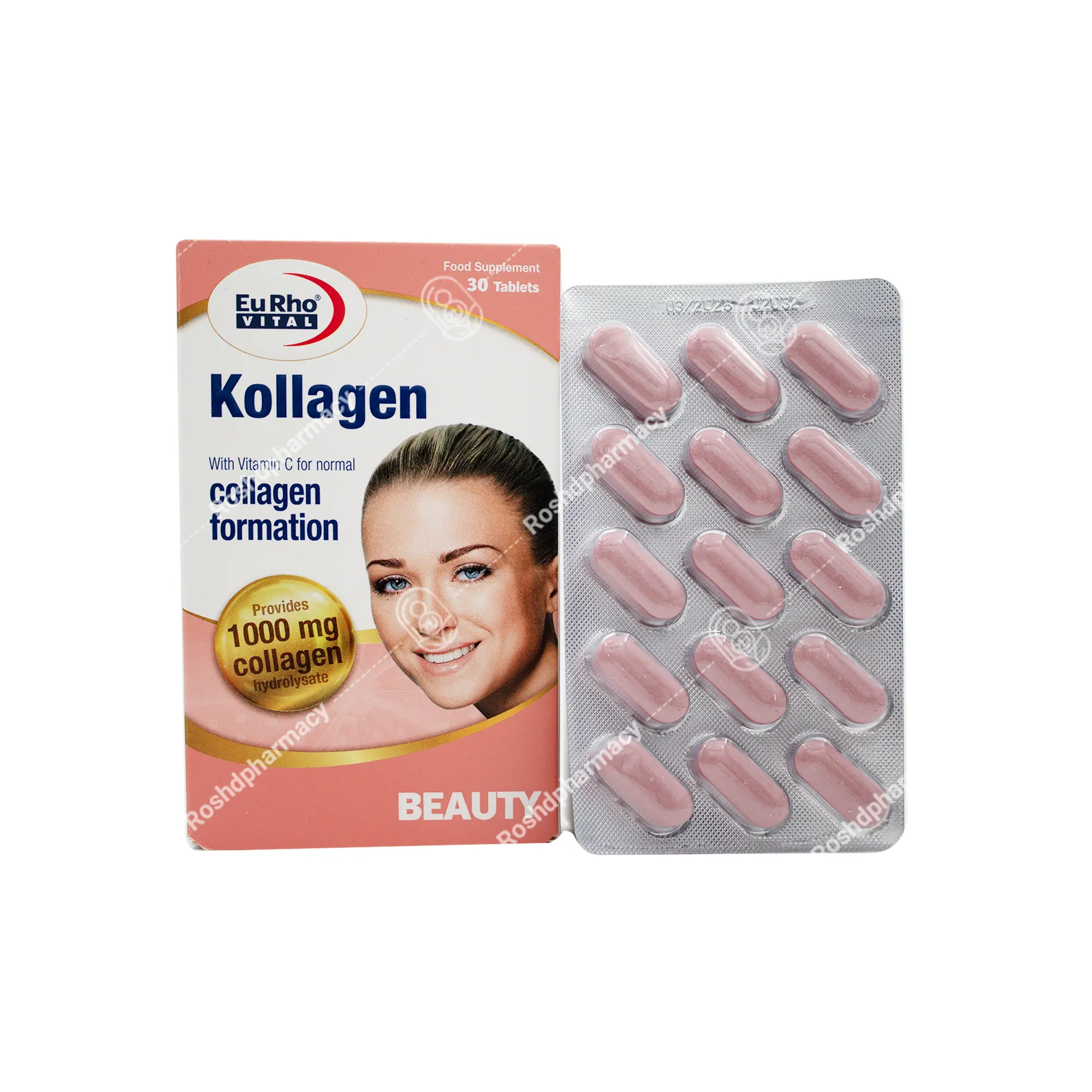 قرص کلاژن 1000 میلی گرم و ویتامین سی یوروویتال