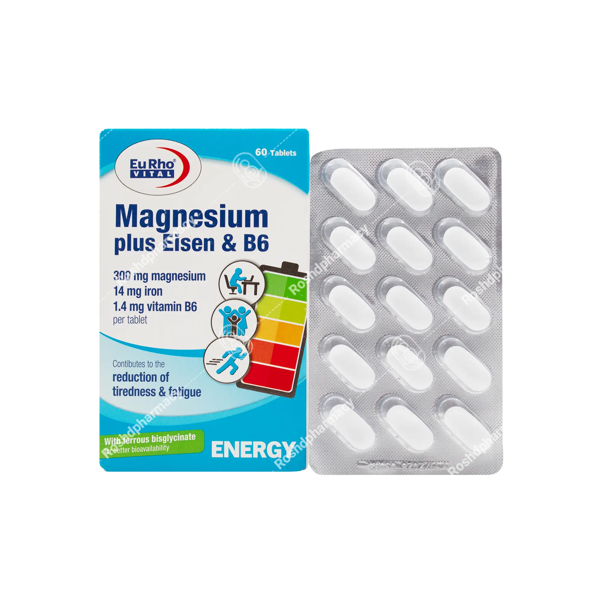 قرص منیزیم پلاس آیزن و ب۶ یوروویتال