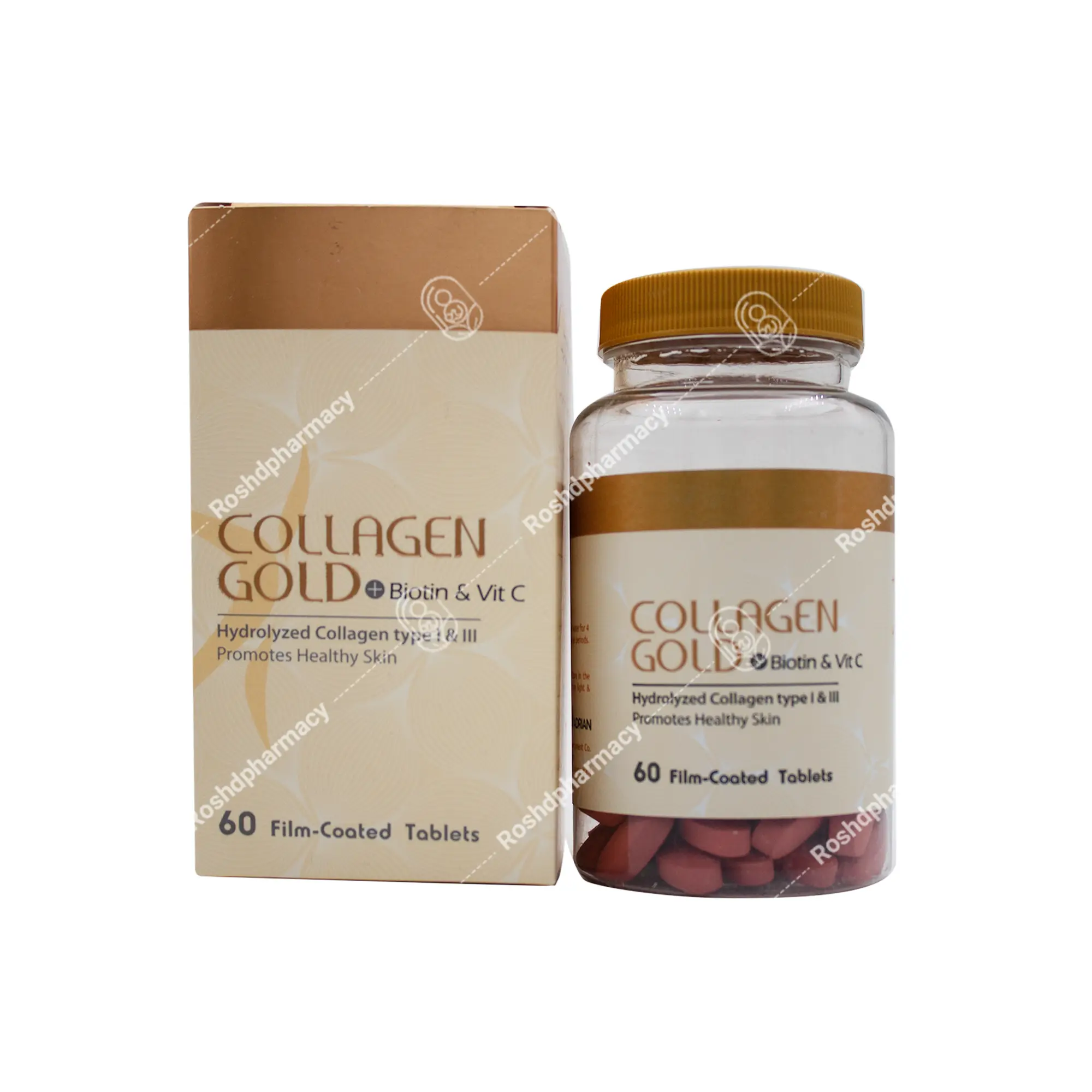 قرص کلاژن گلد بیوتین و ویتامین سی 60 عددی آدریان