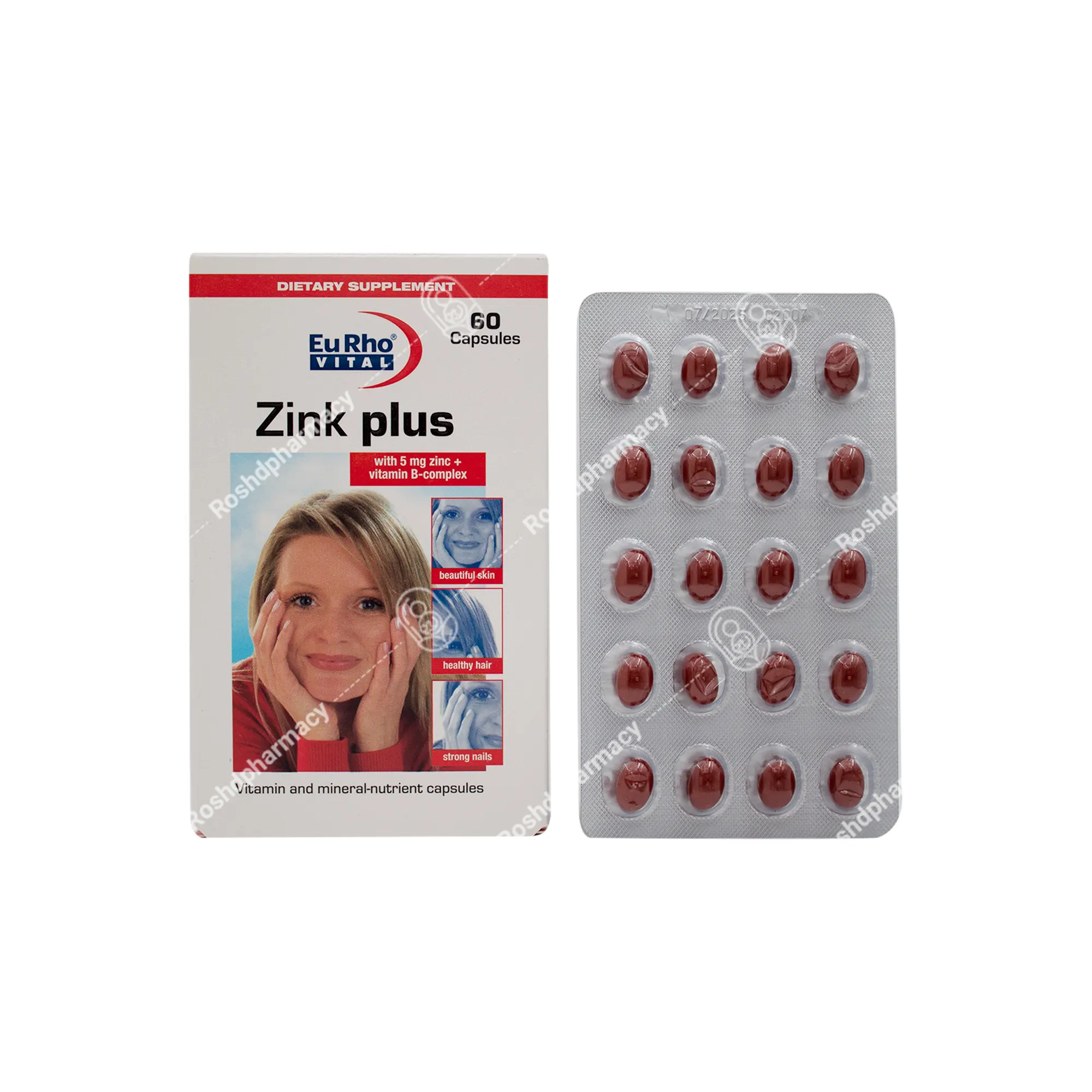 کپسول زینک پلاس ب کمپلکس 5 میلی گرم یوروویتال