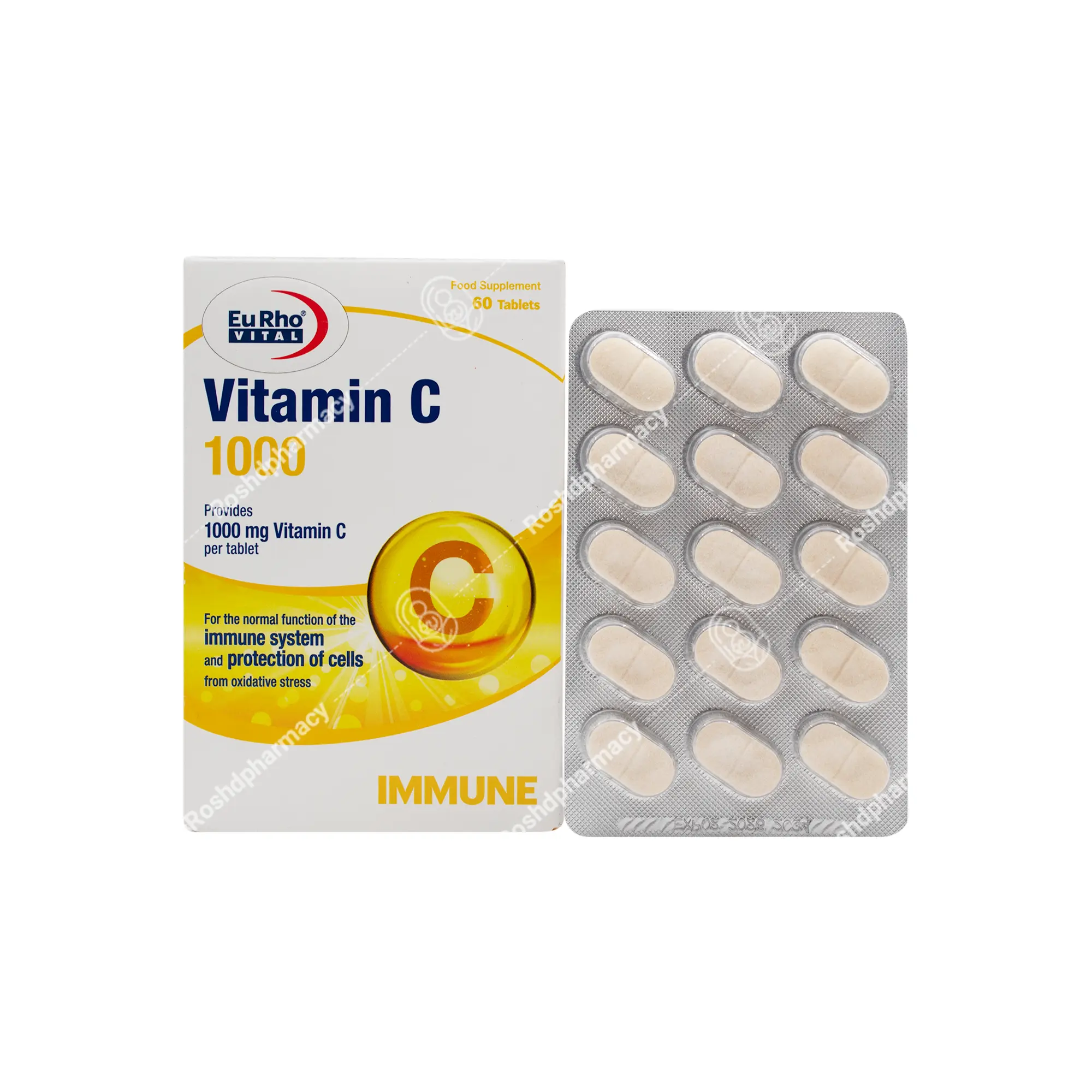 قرص ویتامین سی یوروویتال 1000 میلی گرمی 60 عددی